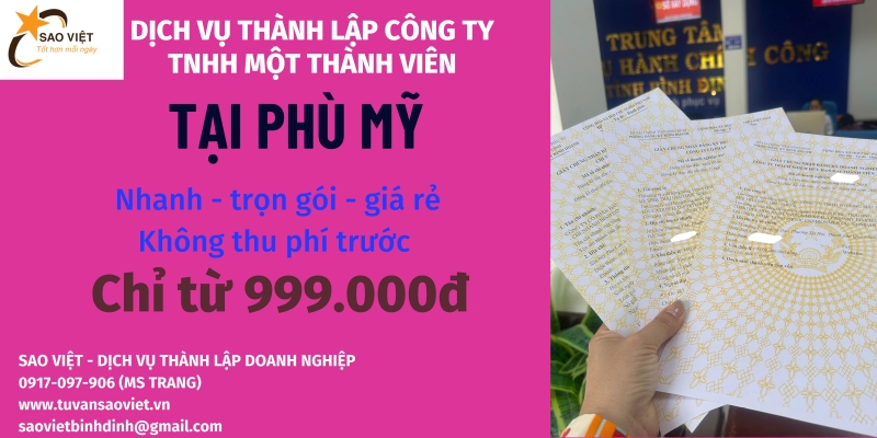 Hồ sơ thành lập công ty TNHH một thành viên tại Phù Mỹ