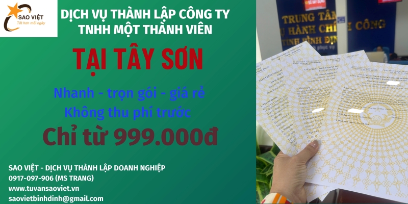 Hồ sơ thành lập công ty TNHH một thành viên tại Tây Sơn