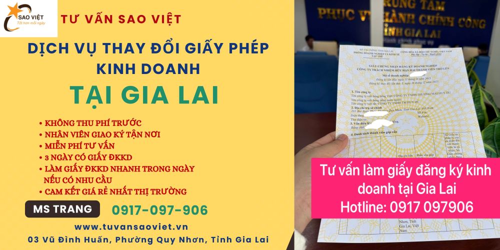 THAY ĐỔI GIẤY PHÉP KINH DOANH CÔNG TY TNHH TẠI GIA LAI – DV TRỌN GÓI