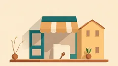 Small shop with a striped awning, a folder and a key at the counter: registering a household business