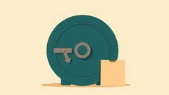 Round teal safe door with a handle and a folder leaning on it: opening an account for a company