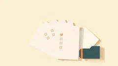 Fanned blank forms with tick boxes, one ticked, beside a dark folder: the new company registration forms
