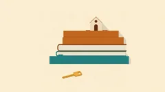 A stack of books and folders topped by a small house, a key in front: the company formation procedure